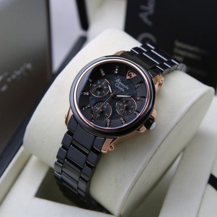 ✅New Jam Tangan Wanita Alexandre Christie Ac 2375 Ac2375 Rosegold Black Bisa Gojek