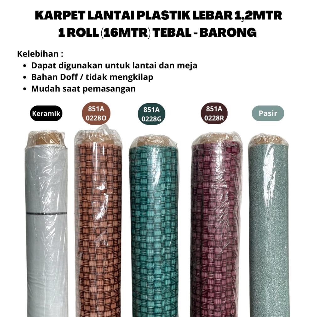 KARPET LANTAI PLASTIK 1,2x16 M MERK BARONG Motif Pasir, Keramik, Catur UNTUK MEJA dan Alas Lantai