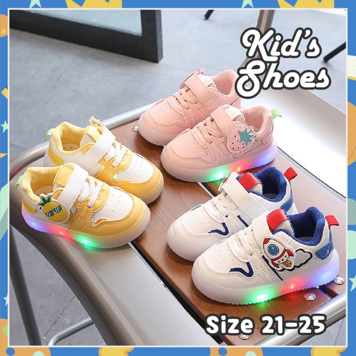 Mee Sepatu Sneaker Led Anak Laki Laki Perempuan Usia 1 - 2 Tahun