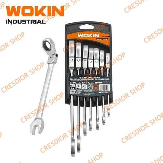 kunci ring pas ratchet flexible fleksibel rachet set 7pcs 8-19 WOKIN