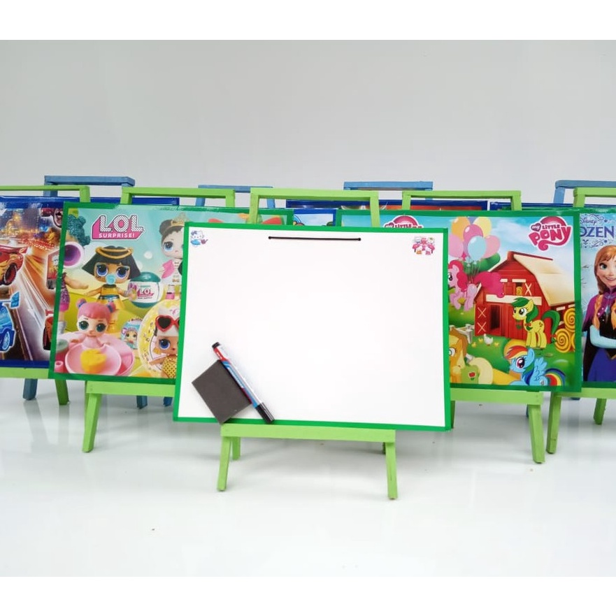 

(H63☑) Papan tulis dengan penyangga White board karakter anak Papan tulis dengan penyangga kayu.!