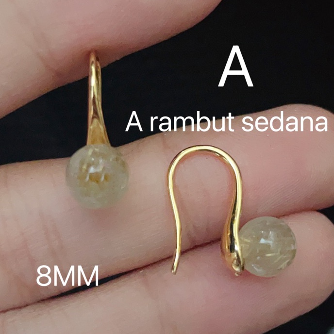 (V15㊠] Promo anting batu rambut sedana dan giok lapis emas awet..