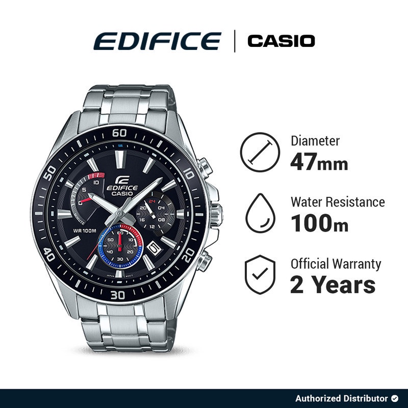 [READY INSTANT] Casio Jam Tangan Pria Edifice EFR-552D-1A3VUDF Original Analog silver