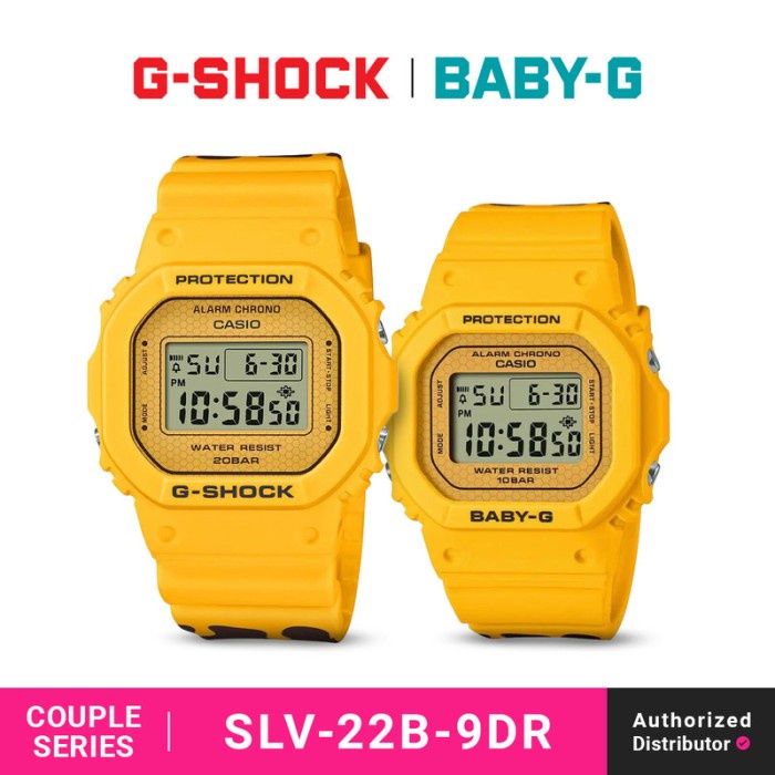 Casio Jam Tangan Couple G-Shock &amp; Baby-G Original SLV-22B-9DR Digital