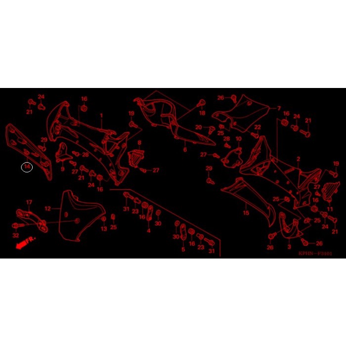 Shield R Leg Silver Supra X 125 - 64430KPH700FMH ORIGINAL