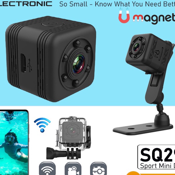 (M14-✮) Camera HD Mini Sport WIFI SQ29 - 30M Waterproof Sport Camera With Infrared➸.
