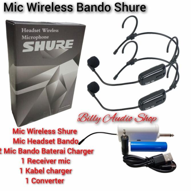 Mic Wireless Shure Headset Bando 2 Mic Charger