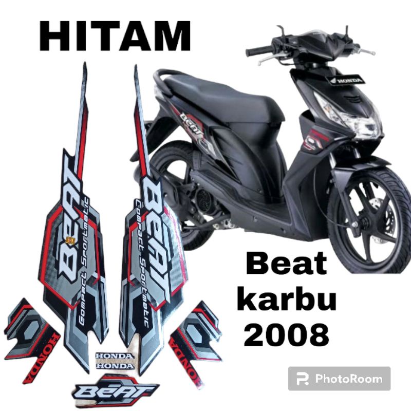 striping stiker honda beat karbu 2008 hitam, lis body motor beat 2008 hitam