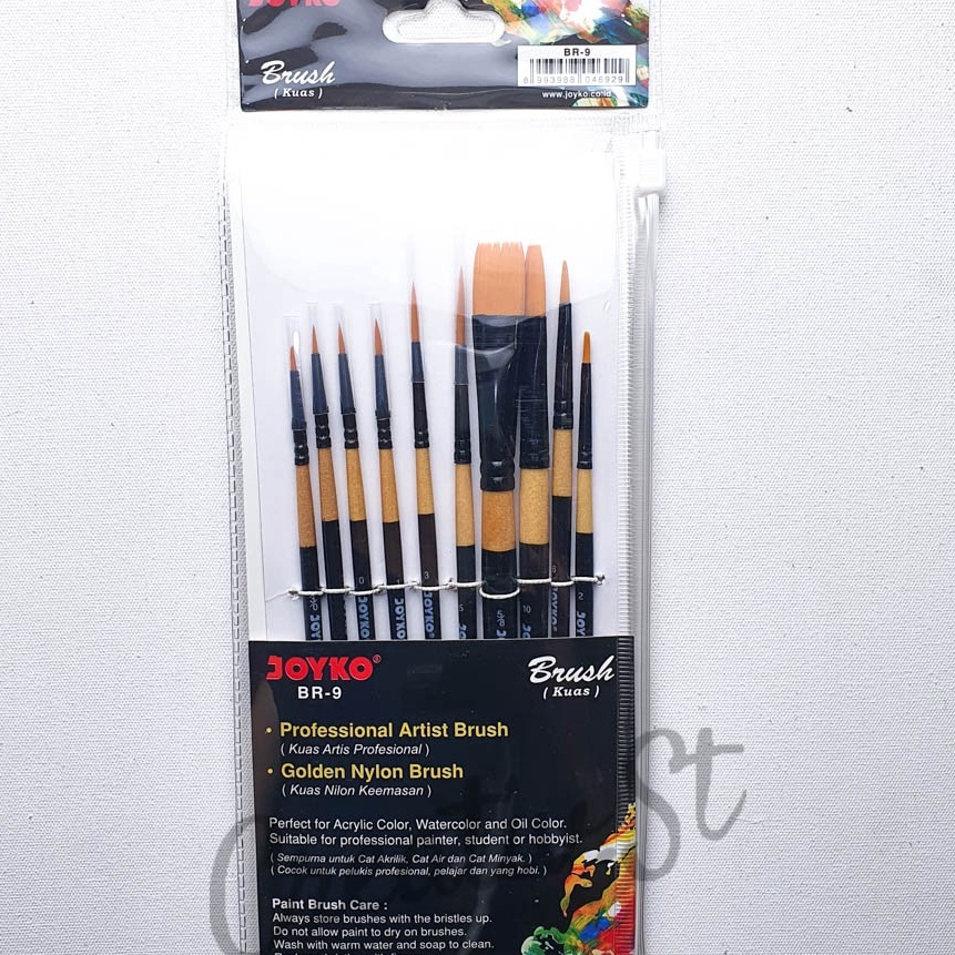 

[J92-➸> Kuas Lukis Set Joyko BR-9 (10 Pcs kuas) Professional Artist Brush☎.!
