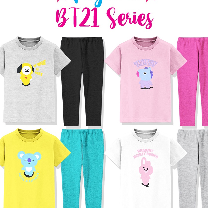 (C03-➛] Piyama Set Anak Baju Tidur Anak Laki Laki Perempuan 1-10 Tahun Unisex BT21 Series㊚.
