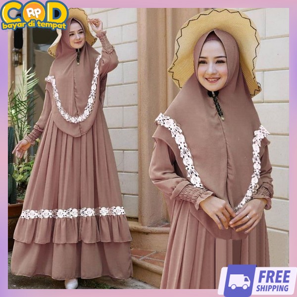 1 Set Gamis Satu Set Gamus Polos Remaja Dres Korea Style Bju Drees Gamis 2In1 Branded Ibu Ibu Syar'I