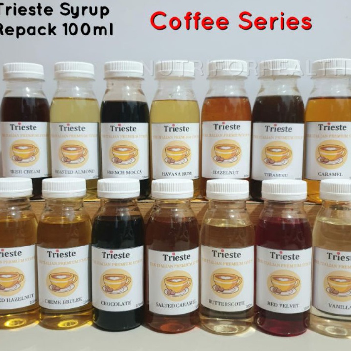 

Terlaris (100ml) Trieste Syrup HALAL Caramel Creme Brulee Hazelnut Almond Irish Vanilla Chocolate Mocca