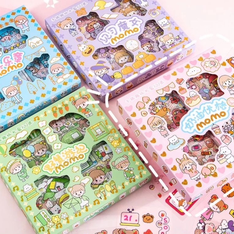 

NCTX7876 100 Lembar Sticker Momo Stiker Motif Kartun Korea Lucu Anti Air Dekorasi Handbook Scrapbook DIY