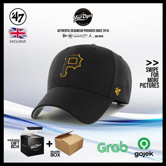 [AUTHENTIC] PITTSBURGH PIRATES BLACK/YELLOW MVP CAP TOPI 47 BRAND