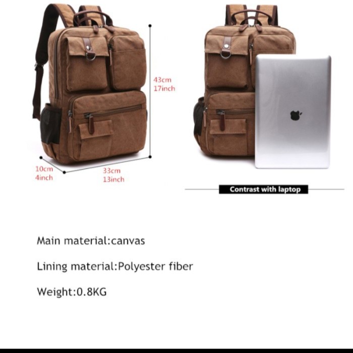 ✨Ready Tas Ransel Laptop Kanvas Pria Tas Gendong Punggung Backpack 9082 Pria Bisa Gojek