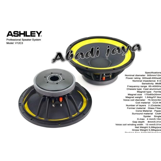 speaker system ashley v12c3 12inch ORYGINAL ASHLEY