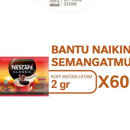 

DKZL0286 [KODE 77] NESCAFE Classic Kopi Instan Hitam 60 x 2g