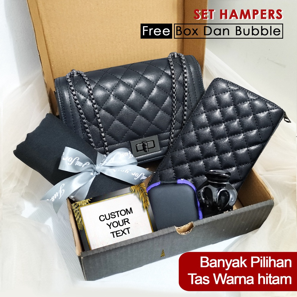 

CWTS0032 Kado ulang tahun hadiah ultah set hampers tas wanita hitam murah kado ulang tahun cewek gift set graduation shoulder bag dan dompet