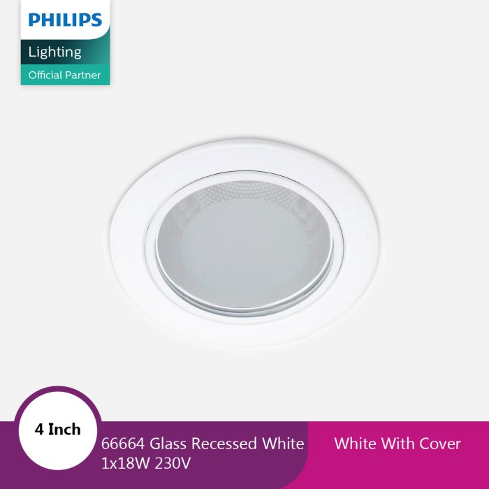 Philips Glass Recessed White 13804 1x18W 230V