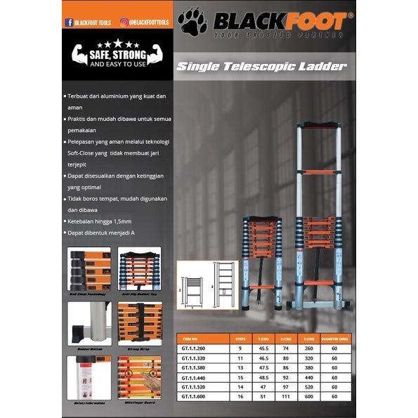 BLACKFOOT 6 METER Tangga Aluminium Teleskopik - Telescopic