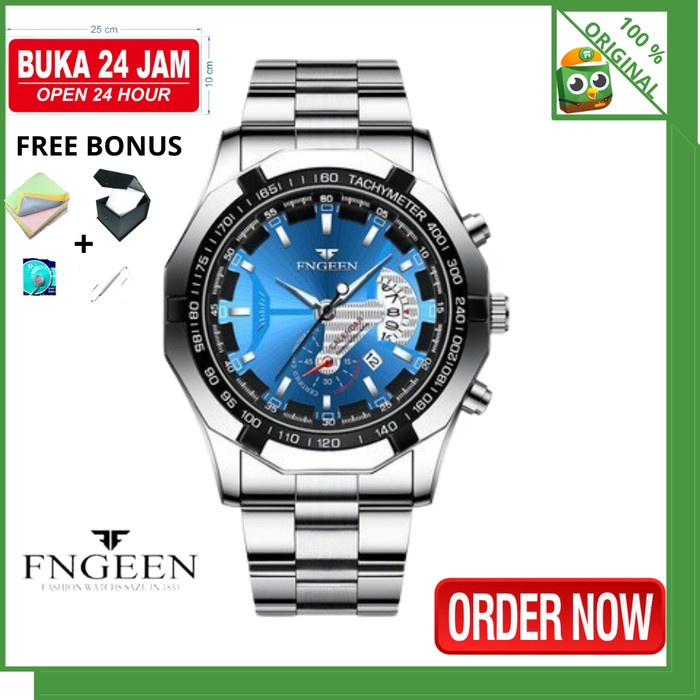 Discount COD Jam Tangan Pria FNGEEN S001 Luxury Stainless Steel Waterproof Berk /JAM TANGAN ANTI