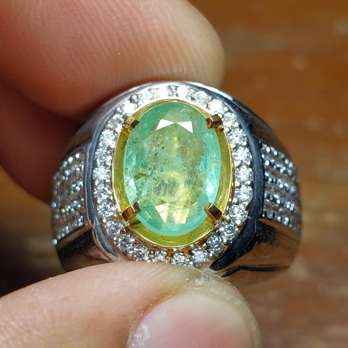 Batu Natural Emerald Beryl Memo Cincin Permata Zamrud Asli Original