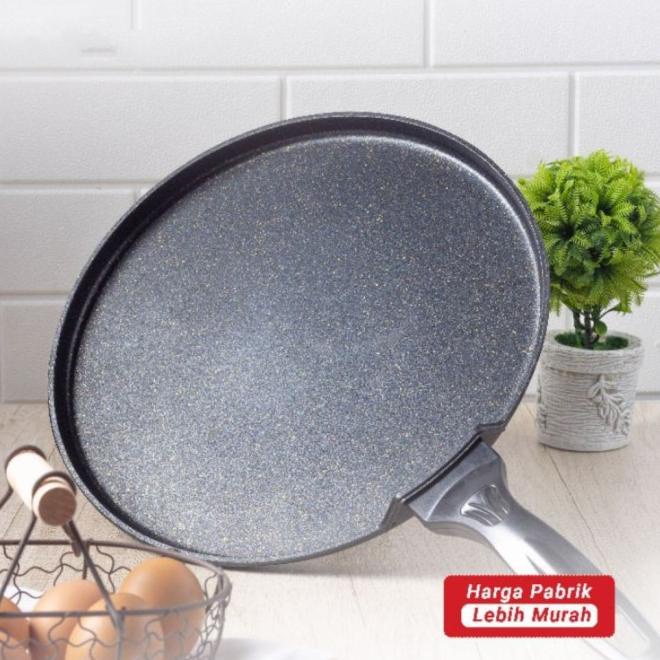 Teflon Datar Anti Lengket Martabak Pizza Pan Hc Marble