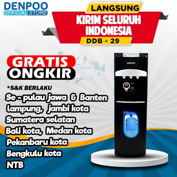 Promo Denpoo Dispenser Ddb-920 Standing Galon Bawah, Hot, Cold &amp; Normal