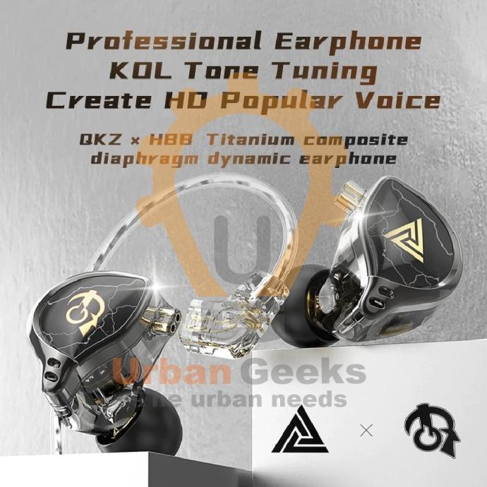 Qkz X Hbb Titanium Coated Diaphragm Driver Hifi Earphones With Mic