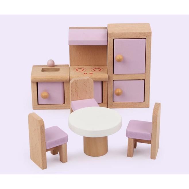 Mainan Rumah Boneka Small Furniture Wooden Kids Toys Doll House Barbie