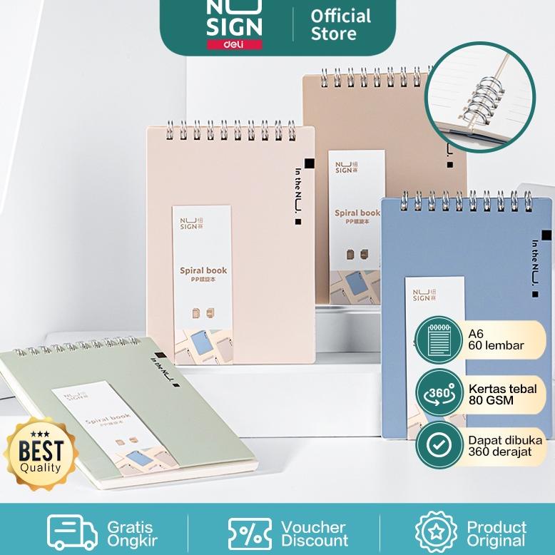 

Nusign Spiral Notebook / Buku Catatan Jilid Spiral Vertikal A6 60 Lembar 80 GSM Desain Warna Pastel NS30X