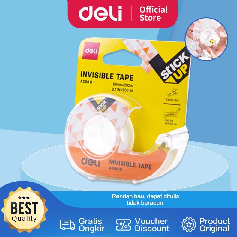 Deli Isolasi / Solatip Invisible Tape Dapat Ditulis, Dengan Dispenser, Warna Kertas Tidak Terlihat