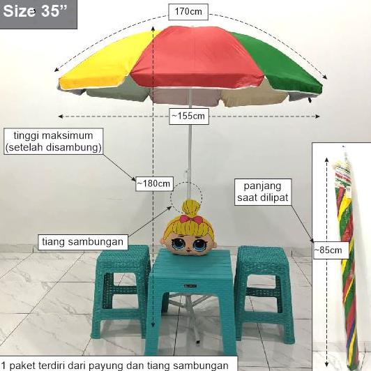 Big Sale Payung Pantai Tenda Jualan Jumbo Anti Uv 35''(170Cm) 36''(180Cm) Parasol Original Osaka/Nag