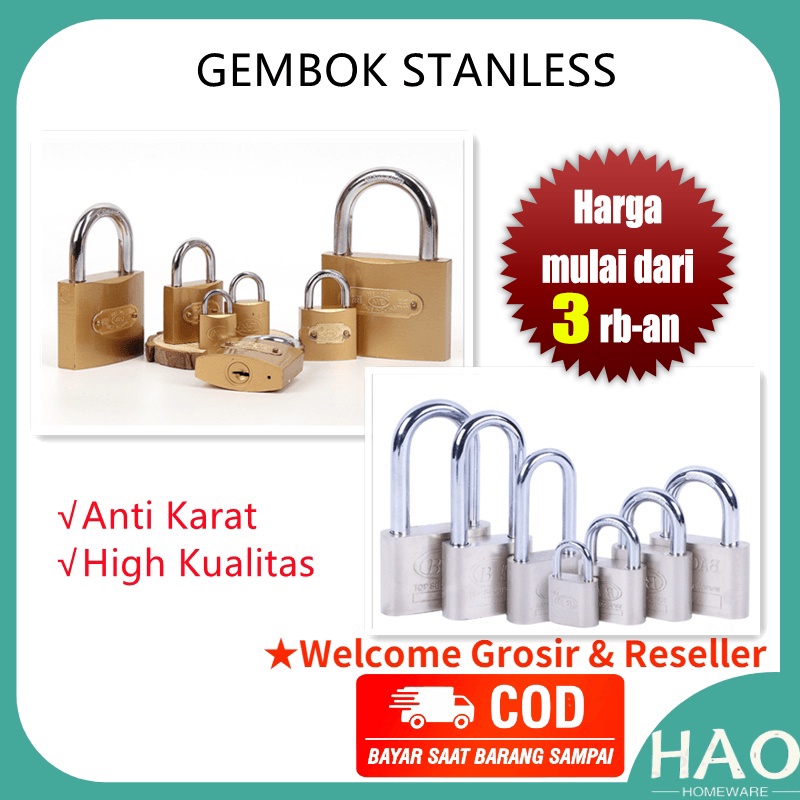 Gembok Anti rust/anti maling/gembok stanless anti karat/gembok anti cut