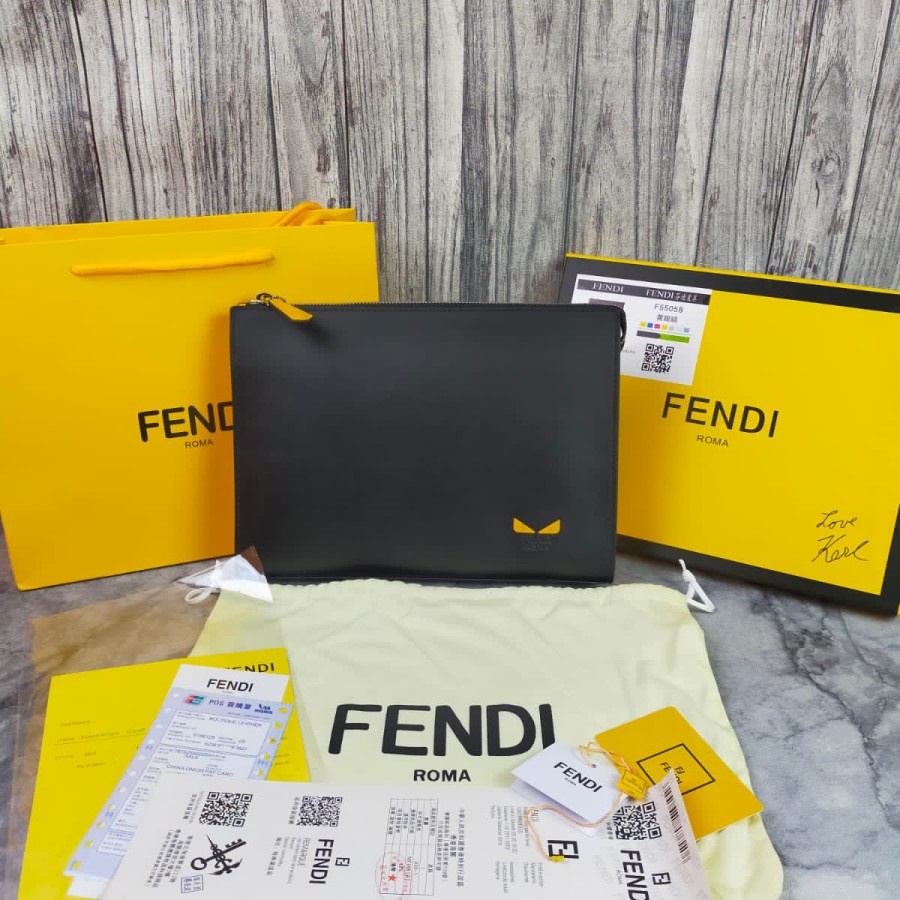 FENDI HAND BAG KULIT BRANDED PRODUK TERBARU TANGAN CLUTCH PRIA MONSTER FULL LEATHER VIP QUALITY