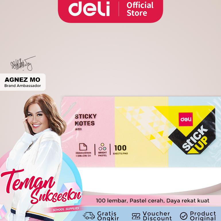 

Deli Memo Tempel Sticky Notes Warna Pastel Kuning 3851mm 1.5''2'' 100 Sheet EA01103 EA00153