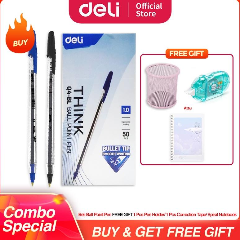 

[COMBO SUPER HEMAT] Deli Ballpoint Pen / Pulpen Bolpoin 50pcs 100pcs Penulisan Halus
