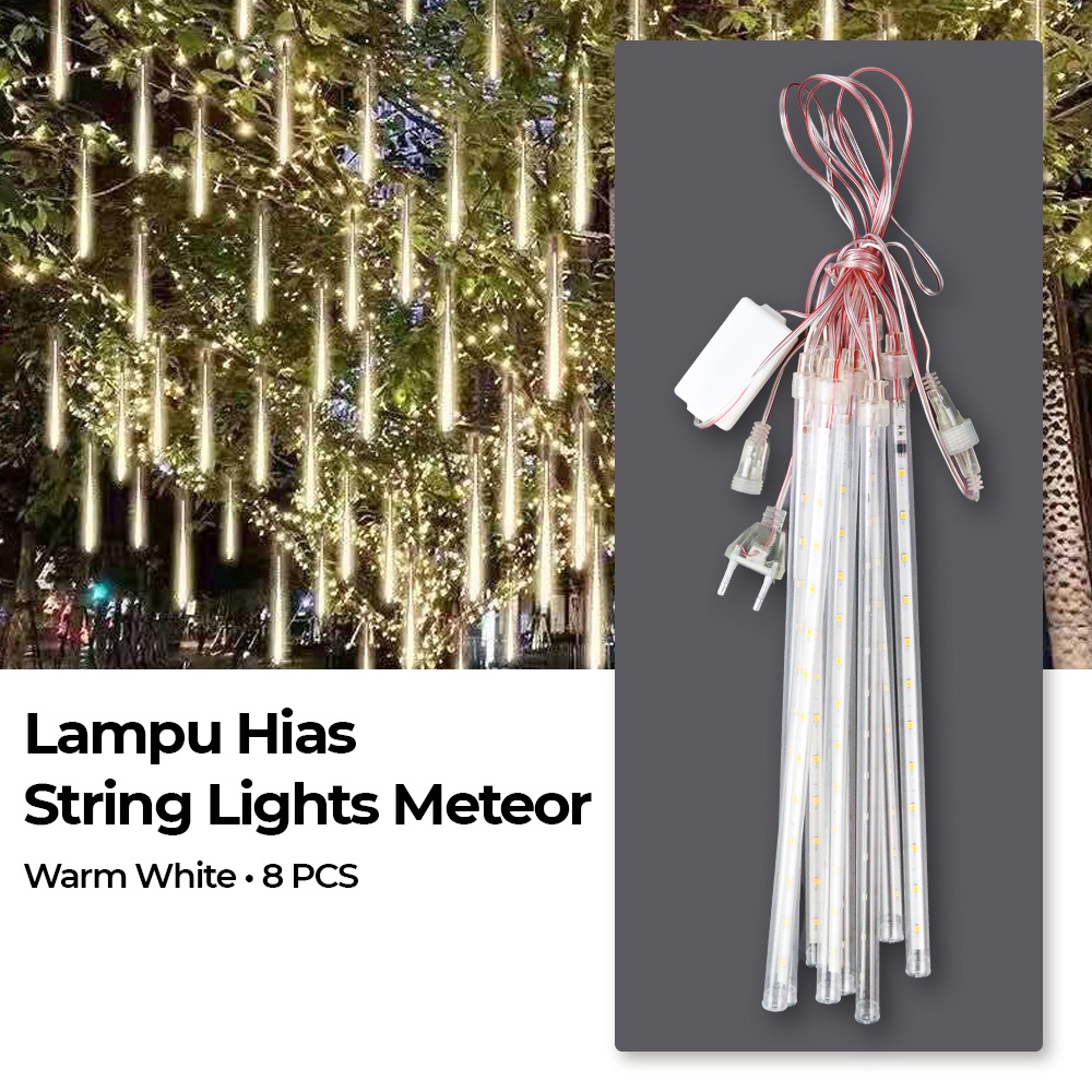 R3S Stuxmos Lampu Hias String Lights Meteor Waterproof Warm White 8pcs - Xh480 - Transparent R3WS