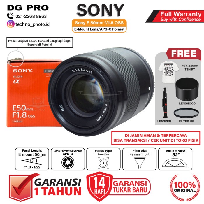 Lensa Sony E 50mm f1.8 OSS Lens Mirrorless Camera A6400 A6000 A5100