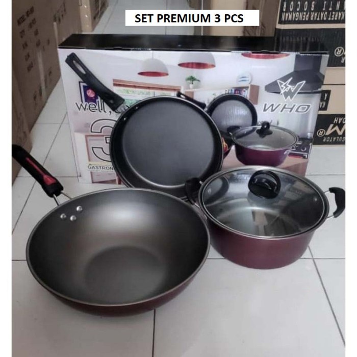 Murah Panci Kukus kompor induksi Steamer Wajan Teflon Dandang 3 PSC GARANSI NON COD