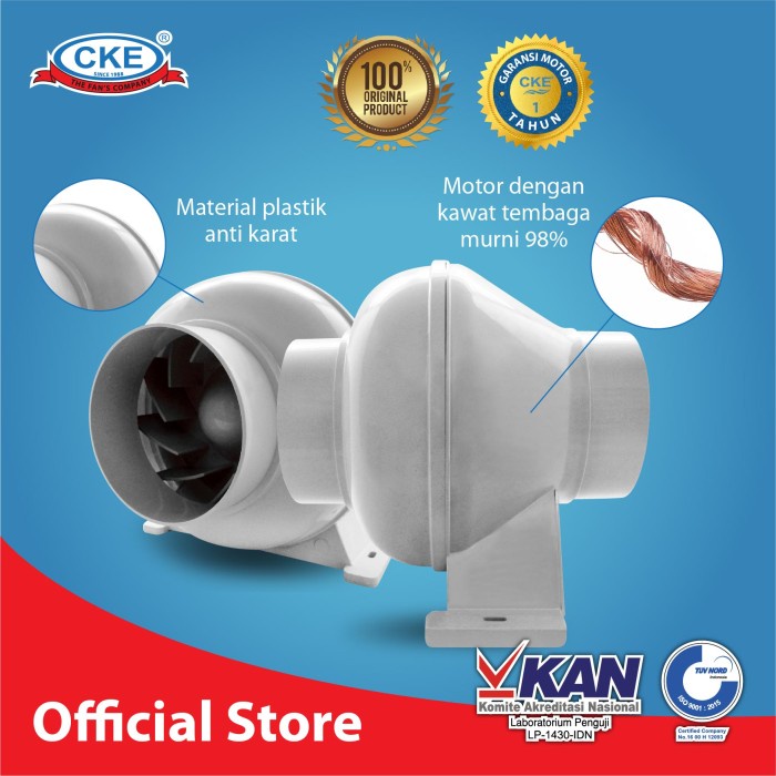 Jual Duct Inline CKE CDI-100B-NB 4" Inline Fan Duct Fan Blower