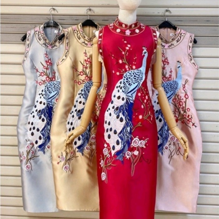 Early- Cheongsam Bordir Qipao Qibao Cny Sangjit Imlek Peacock Merak Sincia
