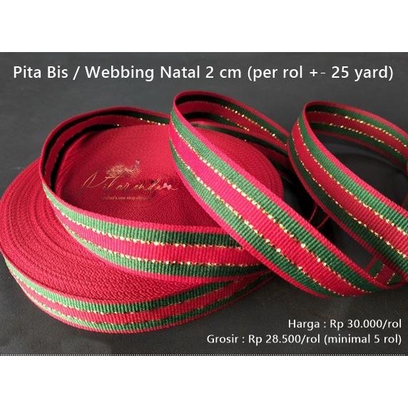 

~^~^~^] GNATL-327 : Pita Bis / Webbing Natal 2 cm (per rol +- 25 yard)