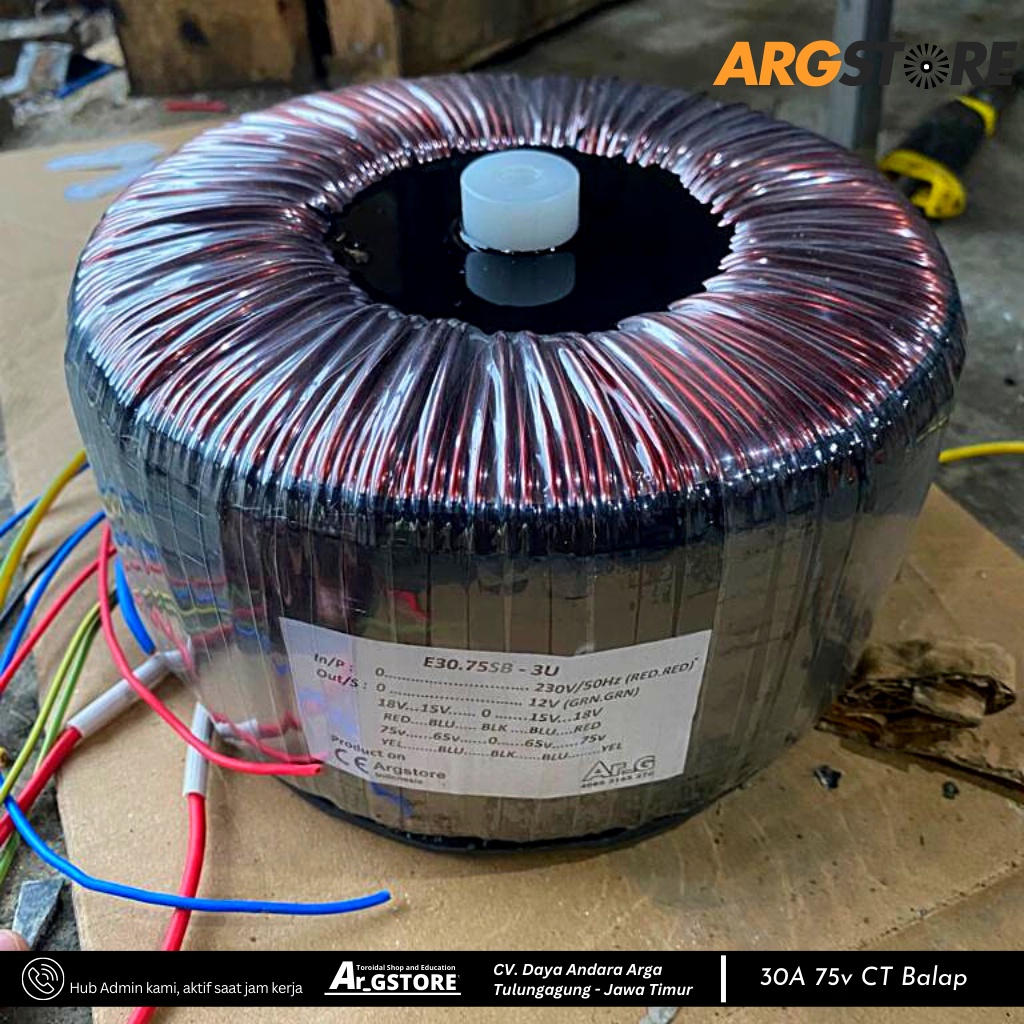 Trafo toroid donat 30A 70V CT Helenic German