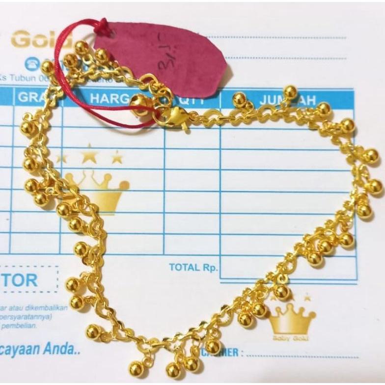 Ready stok gelang kaki india emas asli dapat surat dari toko sati2