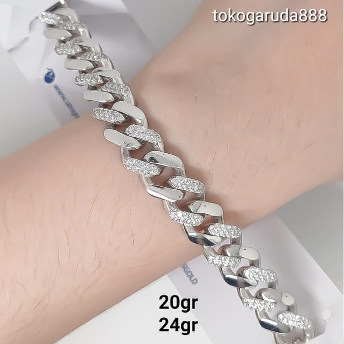 Mei Rantai Tangan Gelang Tali Emas Asli Kadar 750 75% Sisik Padat Ukir Put