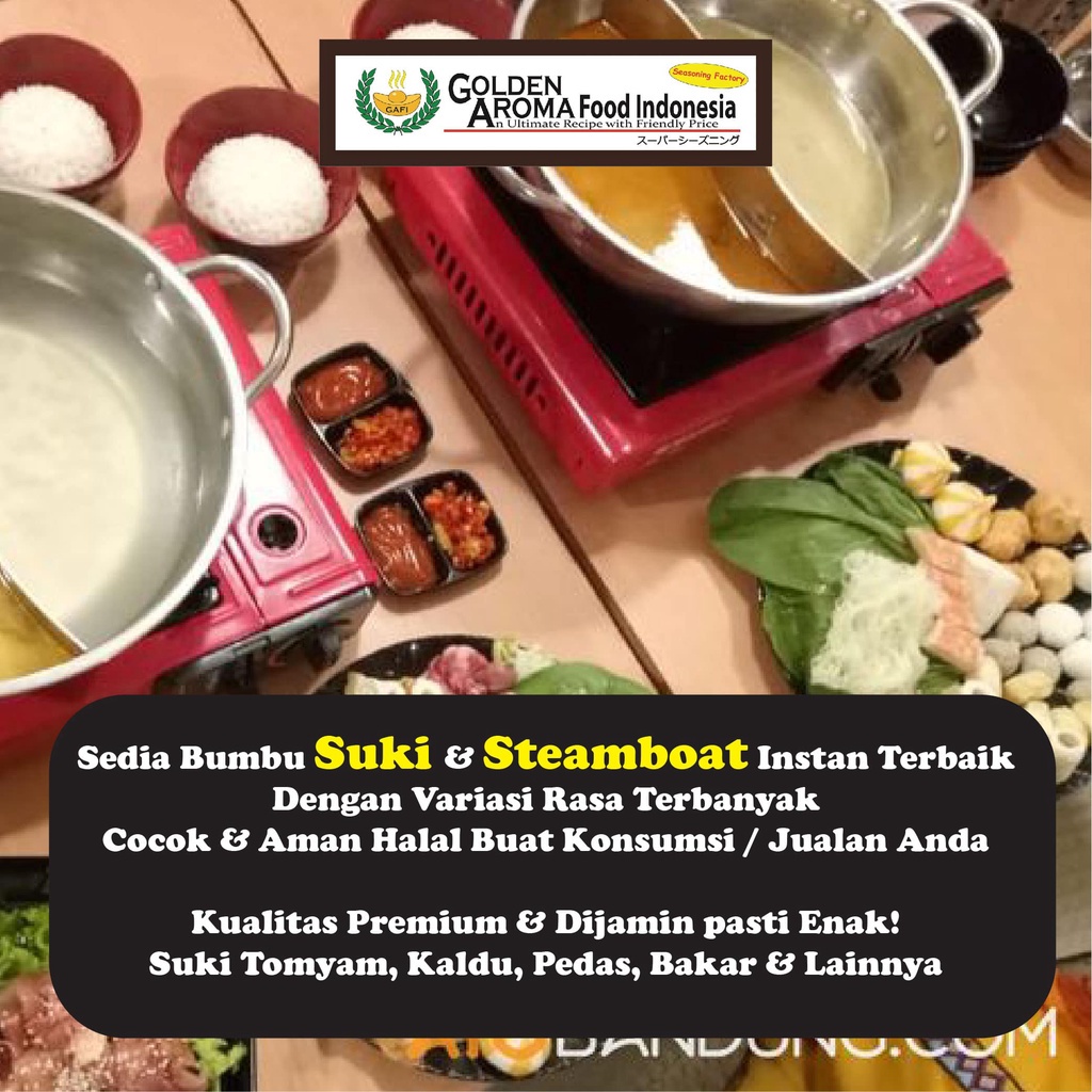 

Bumbu Suki Instan Kaldu Jamur 1Kg Steamboat Shabu Hotpot Rasa Mushroom Broth Kiloan 1 Kg Halal Sabu