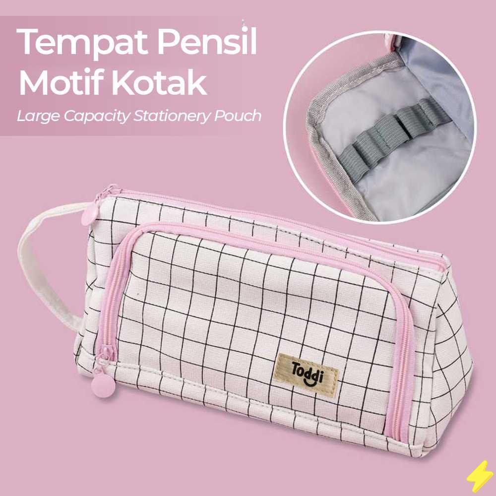 

[PROMO] Tempat Pensil Large Capacity Pouch Stationery Motif Kotak - PB01