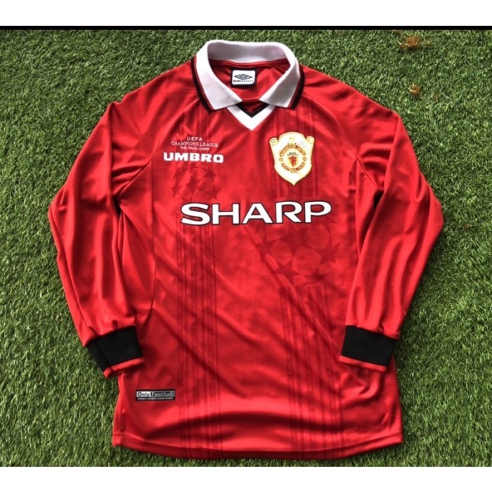 Bestseller Jersey Sepak Bola Retro Manchester United Champions 1999 Longsleeve