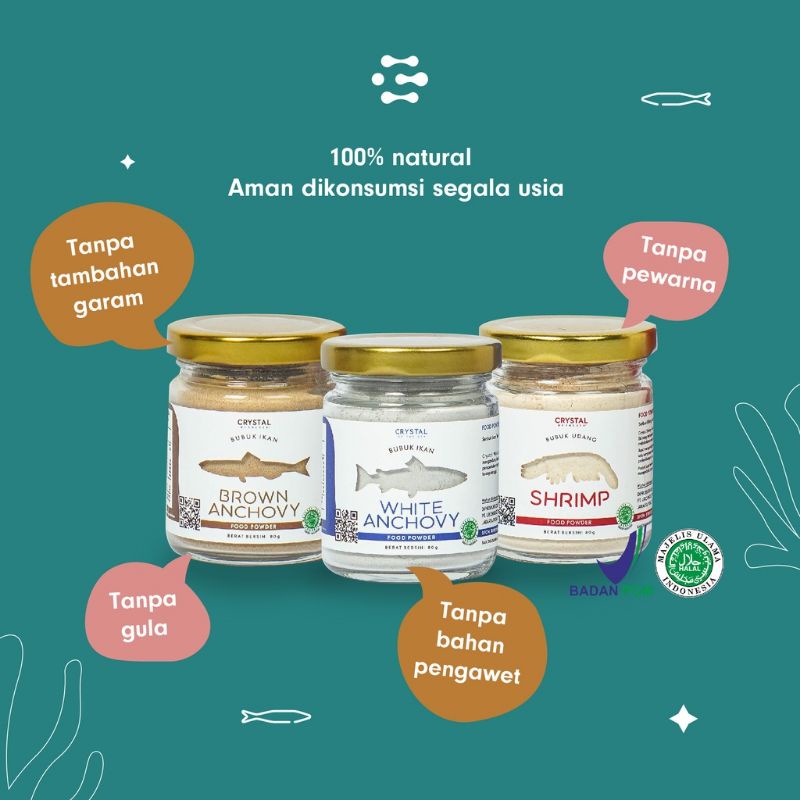 

Crystal Of The Sea White Anchovy Gabus Powder Brown Anchovy Shrimp Powder Mpasi Tinggi Nutrisi Bumbu